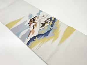 綴れ抽象霞模様織出し袋帯